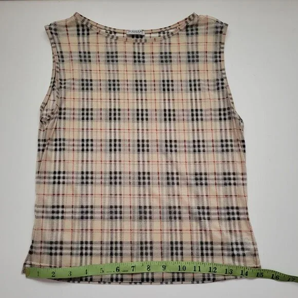 BURBERRY LONDON Vintage Nova Check Sheer Cropped Tank Top - Size: S - Picture 6 of 10